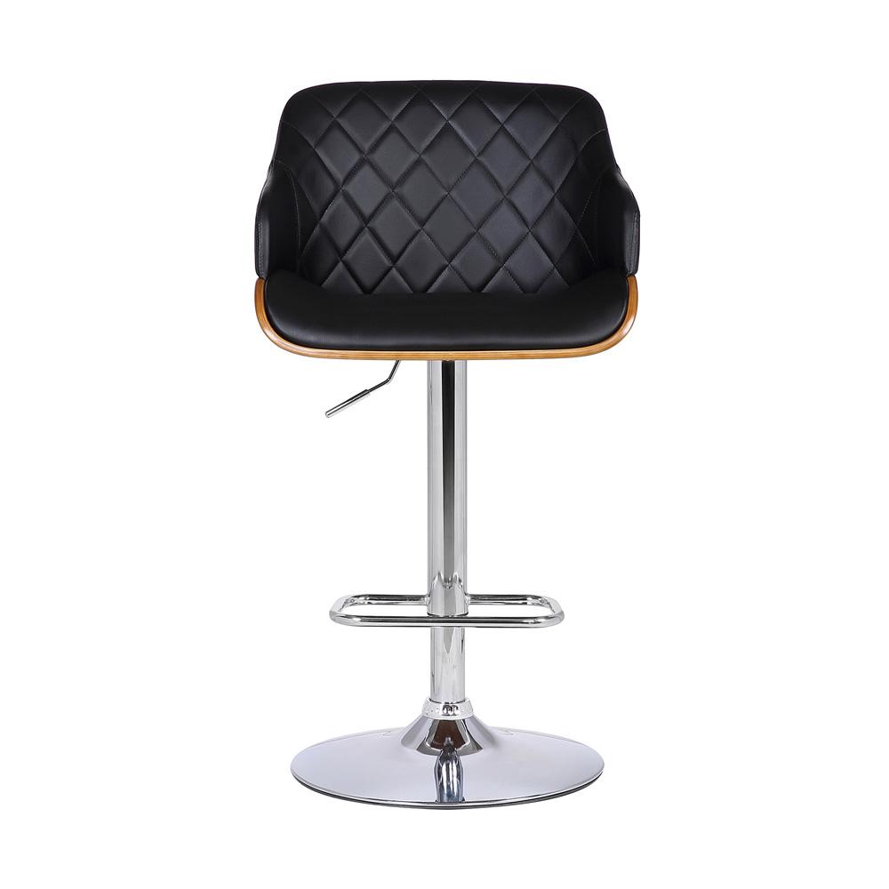 Armen Living - Toby Black Faux Leather Adjustable Height Swivel Walnut Wood and Chrome Bar Stool - LCTOSWBAWABL veiw 2