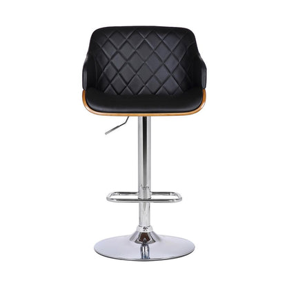 Armen Living - Toby Black Faux Leather Adjustable Height Swivel Walnut Wood and Chrome Bar Stool - LCTOSWBAWABL veiw 2