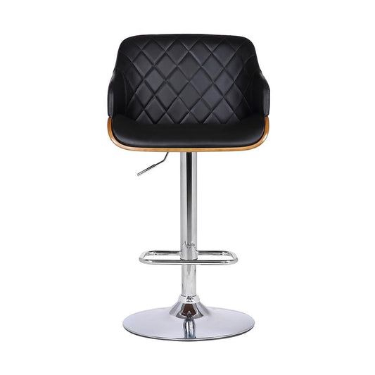 Armen Living - Toby Black Faux Leather Adjustable Height Swivel Walnut Wood and Chrome Bar Stool - LCTOSWBAWABL veiw 2