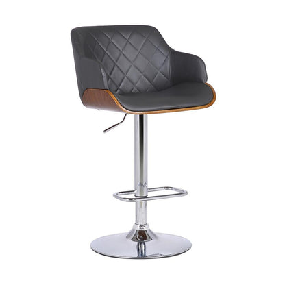 Armen Living - Toby Grey Faux Leather Adjustable Height Swivel Walnut Wood and Chrome Bar Stool - LCTOSWBAWAGR veiw 1