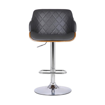 Armen Living - Toby Grey Faux Leather Adjustable Height Swivel Walnut Wood and Chrome Bar Stool - LCTOSWBAWAGR veiw 2