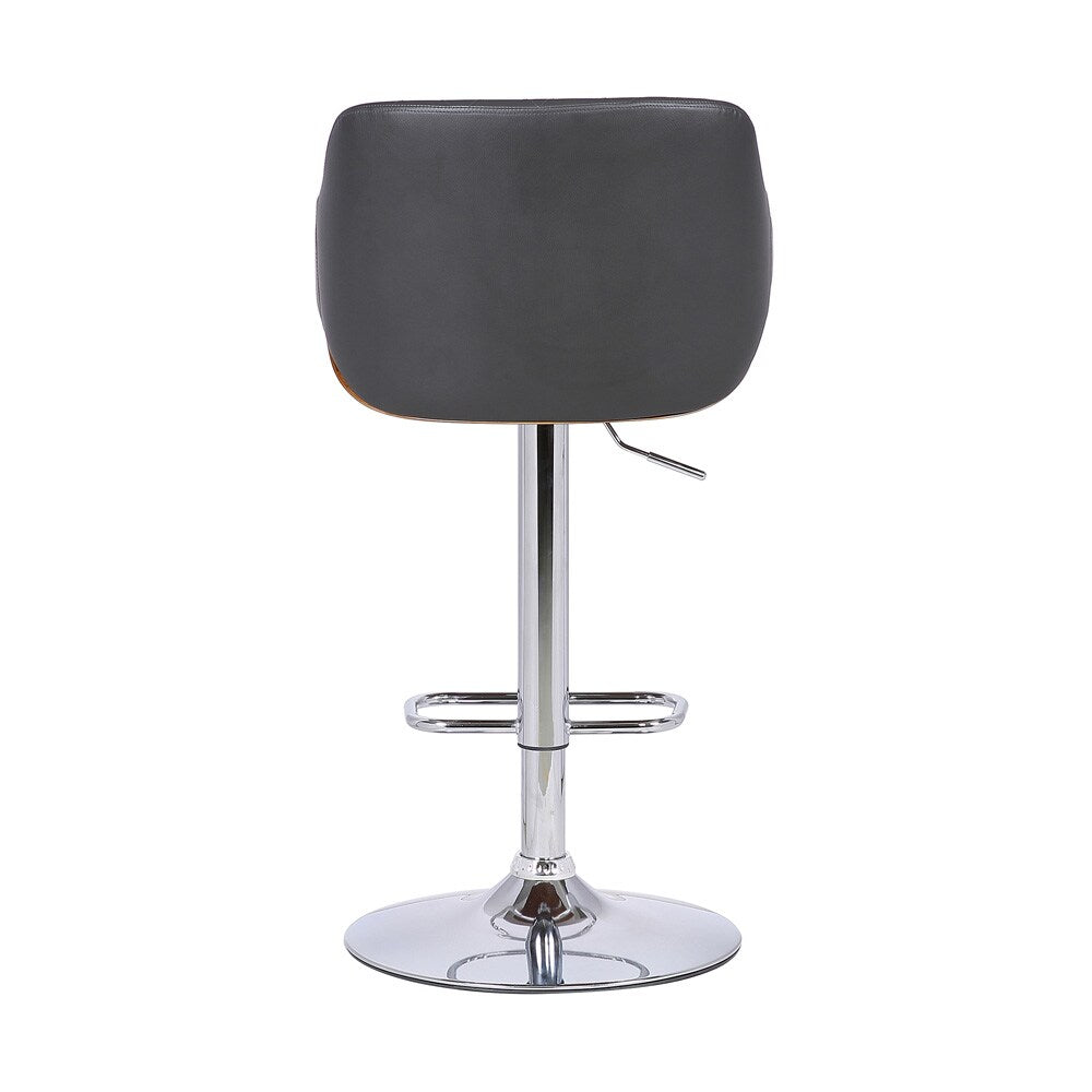 Armen Living - Toby Grey Faux Leather Adjustable Height Swivel Walnut Wood and Chrome Bar Stool - LCTOSWBAWAGR veiw 5