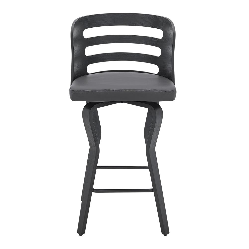 Armen Living - Verne 26in Swivel Gray Faux Leather and Black Wood Bar Stool - LCVRBABLGR26 veiw 2
