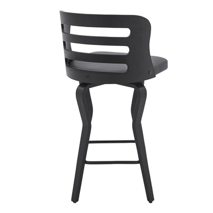 Armen Living - Verne 26in Swivel Gray Faux Leather and Black Wood Bar Stool - LCVRBABLGR26 veiw 4