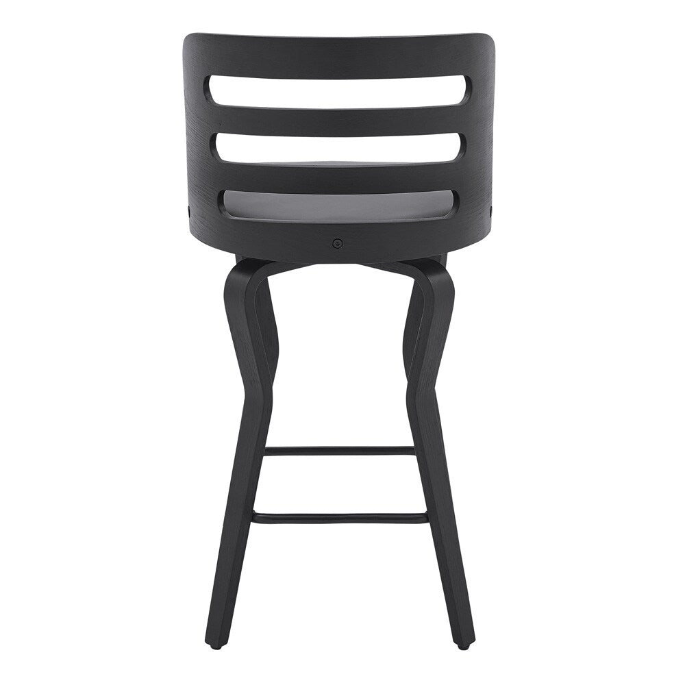 Armen Living - Verne 26in Swivel Gray Faux Leather and Black Wood Bar Stool - LCVRBABLGR26 veiw 5