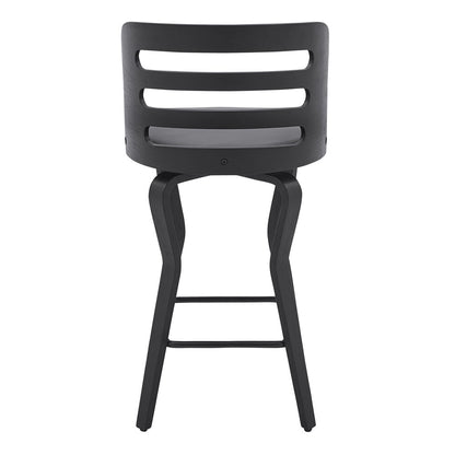 Armen Living - Verne 26in Swivel Gray Faux Leather and Black Wood Bar Stool - LCVRBABLGR26 veiw 5