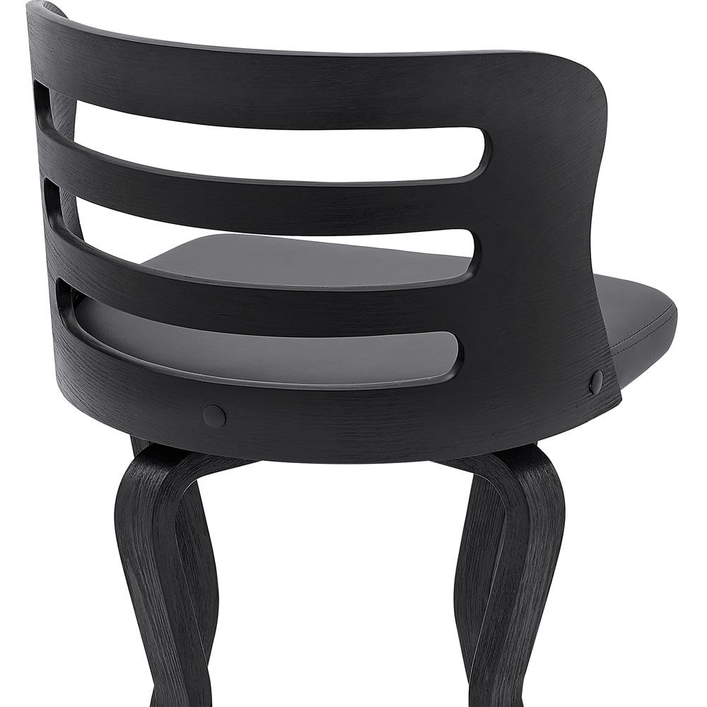 Armen Living - Verne 26in Swivel Gray Faux Leather and Black Wood Bar Stool - LCVRBABLGR26 veiw 7