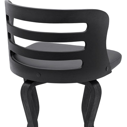 Armen Living - Verne 26in Swivel Gray Faux Leather and Black Wood Bar Stool - LCVRBABLGR26 veiw 7