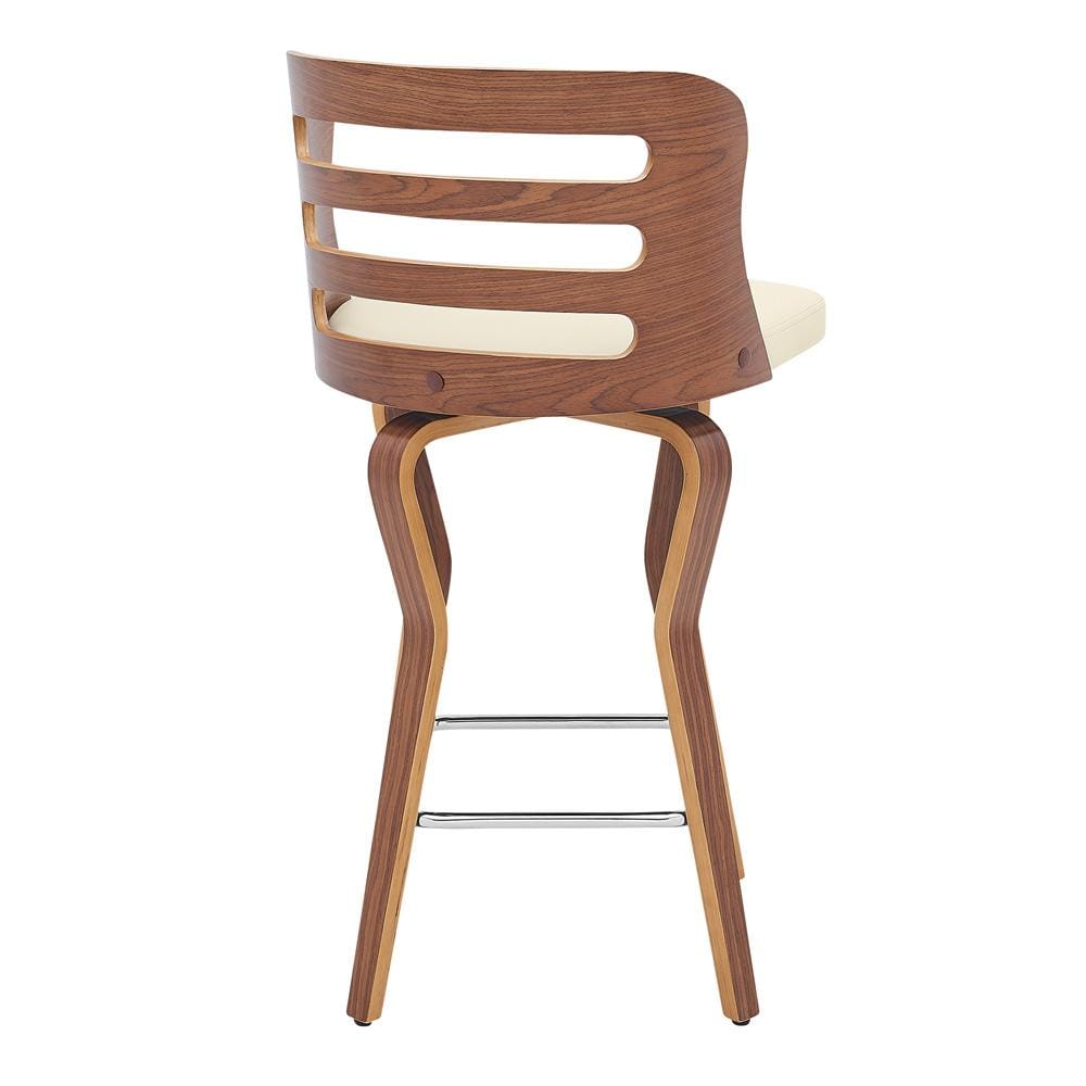 Armen Living - Verne 26in Swivel Cream Faux Leather and Walnut Wood Bar Stool - LCVRBAWACR26 veiw 4