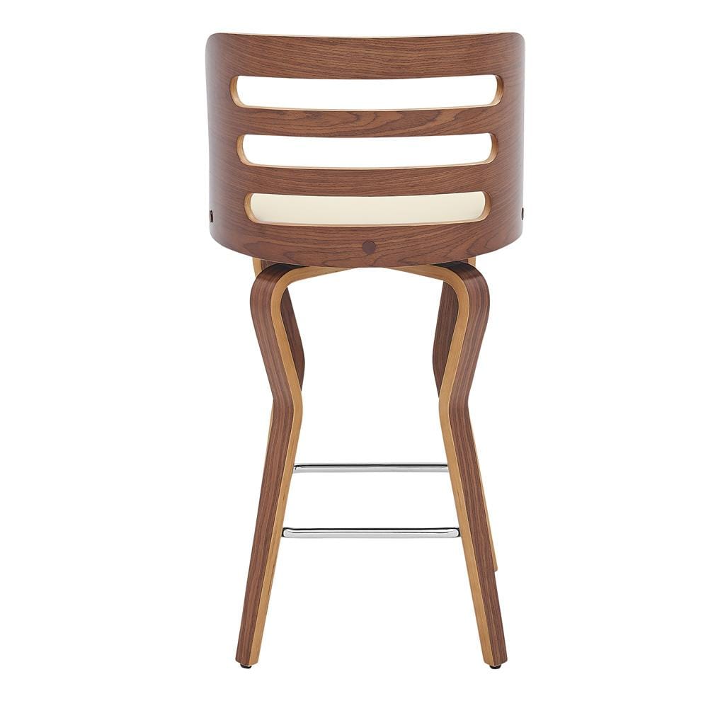 Armen Living - Verne 26in Swivel Cream Faux Leather and Walnut Wood Bar Stool - LCVRBAWACR26 veiw 5