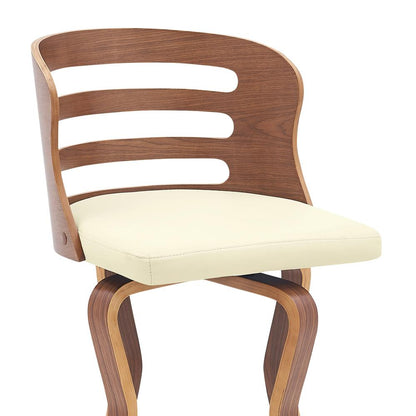 Armen Living - Verne 26in Swivel Cream Faux Leather and Walnut Wood Bar Stool - LCVRBAWACR26 veiw 6