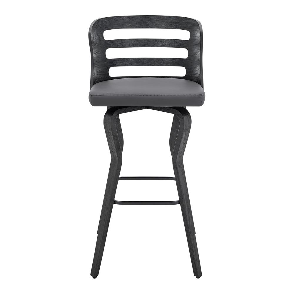 Armen Living - Verne 30in Swivel Gray Faux Leather and Black Wood Bar Stool - LCVRBABLGR30 veiw 2