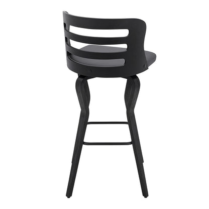 Armen Living - Verne 30in Swivel Gray Faux Leather and Black Wood Bar Stool - LCVRBABLGR30 veiw 4