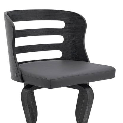 Armen Living - Verne 30in Swivel Gray Faux Leather and Black Wood Bar Stool - LCVRBABLGR30 veiw 6