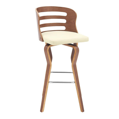 Armen Living - Verne 30in Swivel Cream Faux Leather and Walnut Wood Bar Stool - LCVRBAWACR30 veiw 1