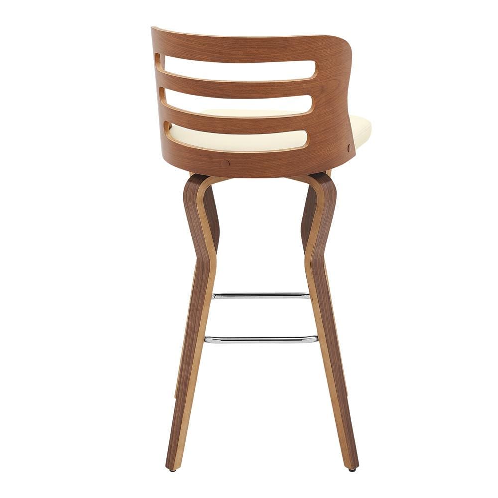 Armen Living - Verne 30in Swivel Cream Faux Leather and Walnut Wood Bar Stool - LCVRBAWACR30 veiw 4