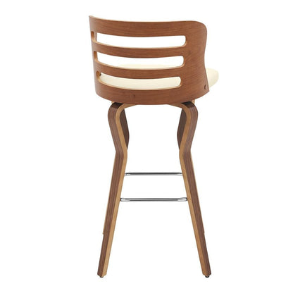 Armen Living - Verne 30in Swivel Cream Faux Leather and Walnut Wood Bar Stool - LCVRBAWACR30 veiw 4