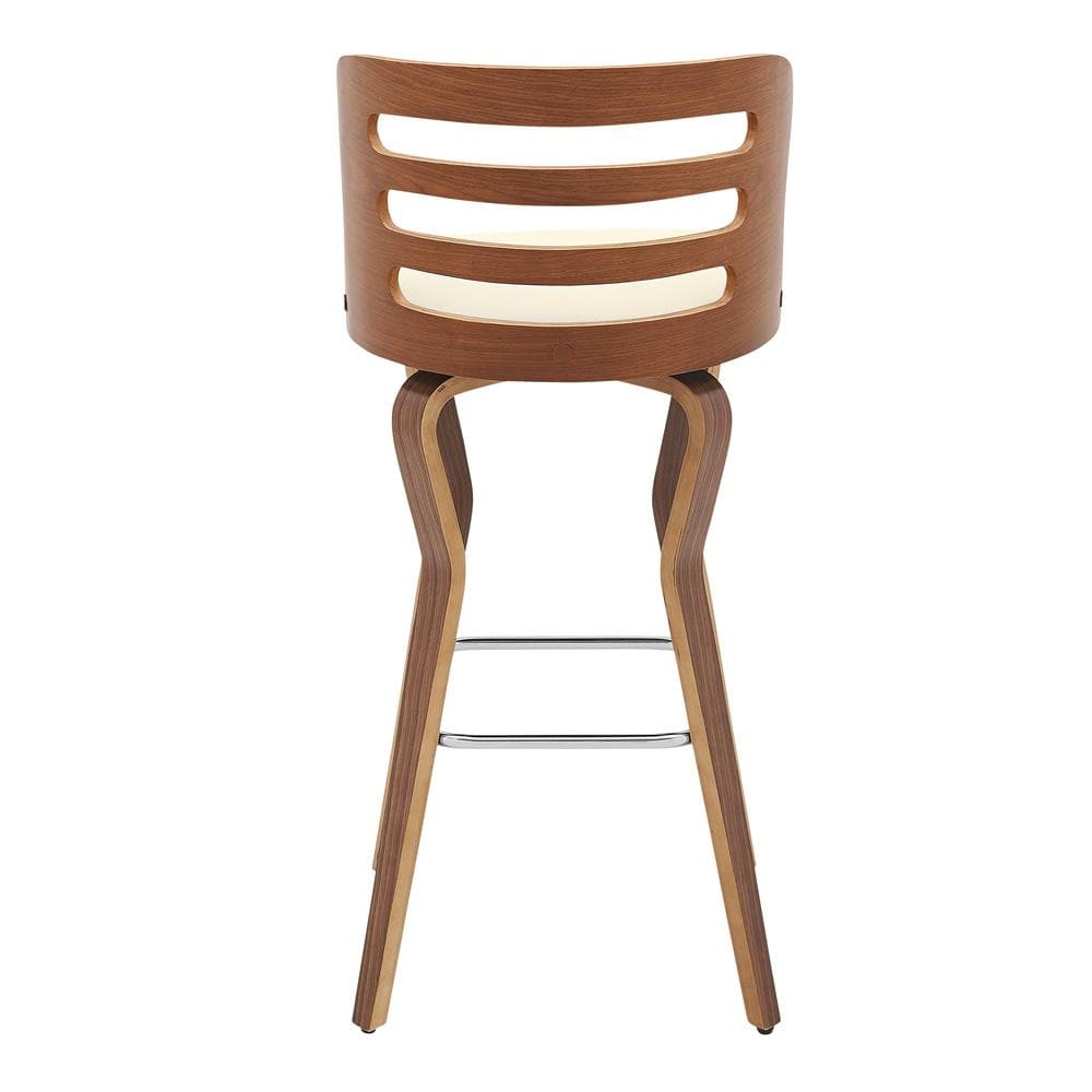 Armen Living - Verne 30in Swivel Cream Faux Leather and Walnut Wood Bar Stool - LCVRBAWACR30 veiw 5