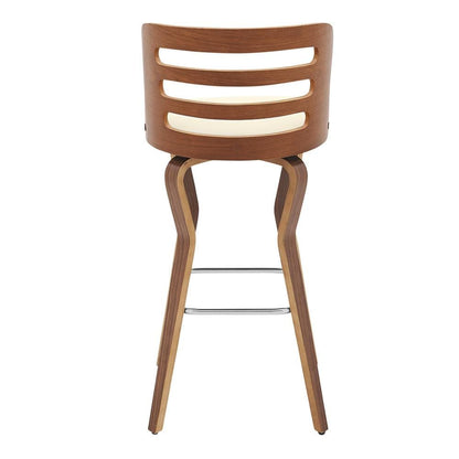 Armen Living - Verne 30in Swivel Cream Faux Leather and Walnut Wood Bar Stool - LCVRBAWACR30 veiw 5
