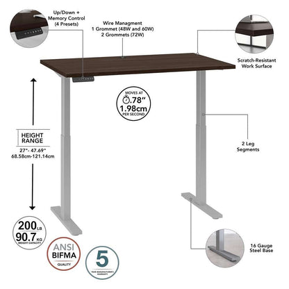 Bush Business Furniture - Move 60 Series 48W x 24D Electric Height Adjustable Standing Desk in Black Walnut with Cool Gray Metallic Base - M6S4824BWSK veiw 6
