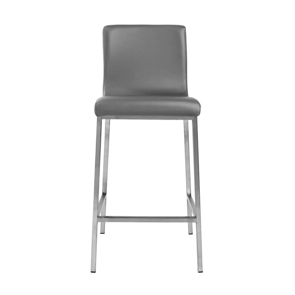 Euro Style - Scott Counter Stool in Gray and Brushed Stainless Steel (Set of 2) - 80955GRY veiw 1