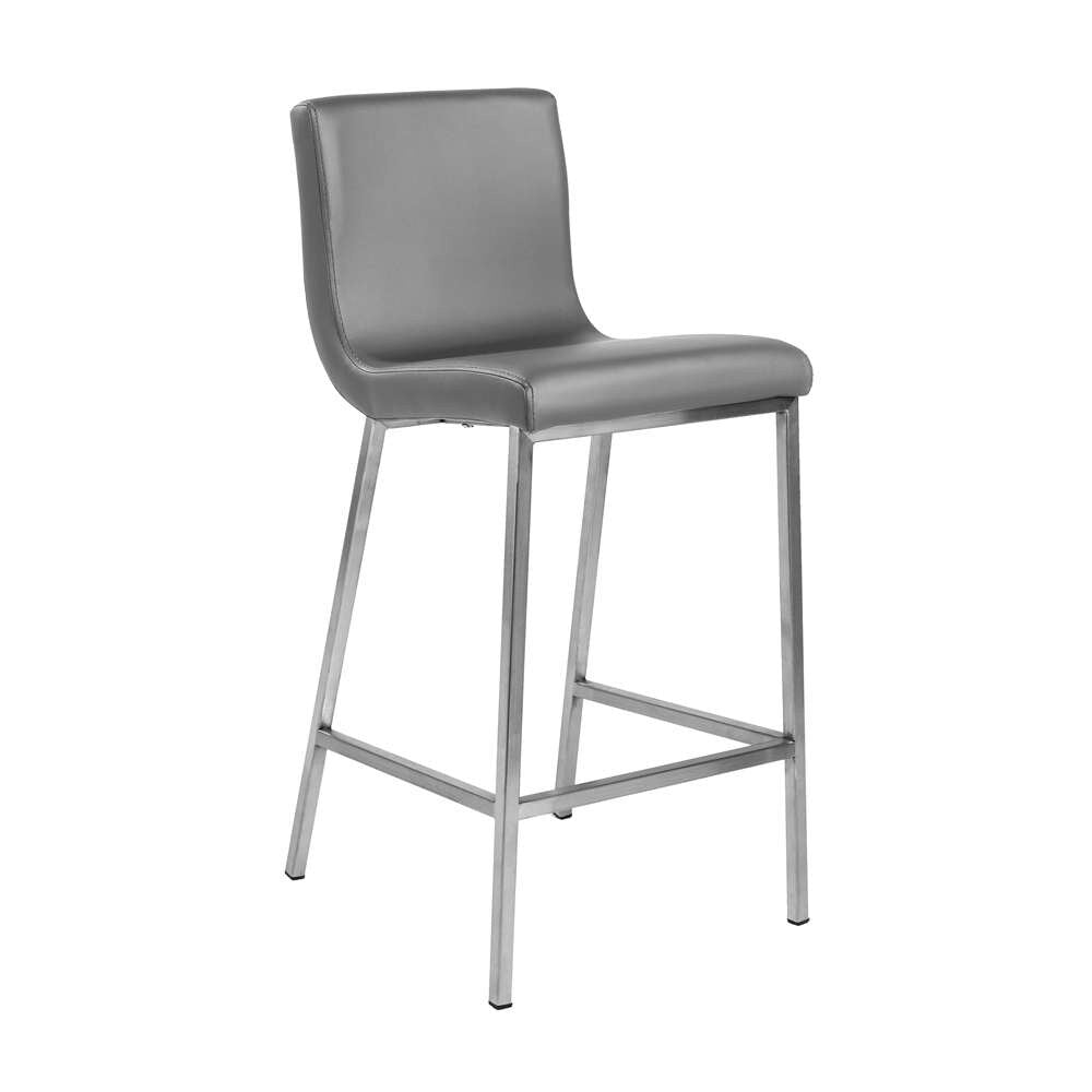 Euro Style - Scott Counter Stool in Gray and Brushed Stainless Steel (Set of 2) - 80955GRY veiw 2