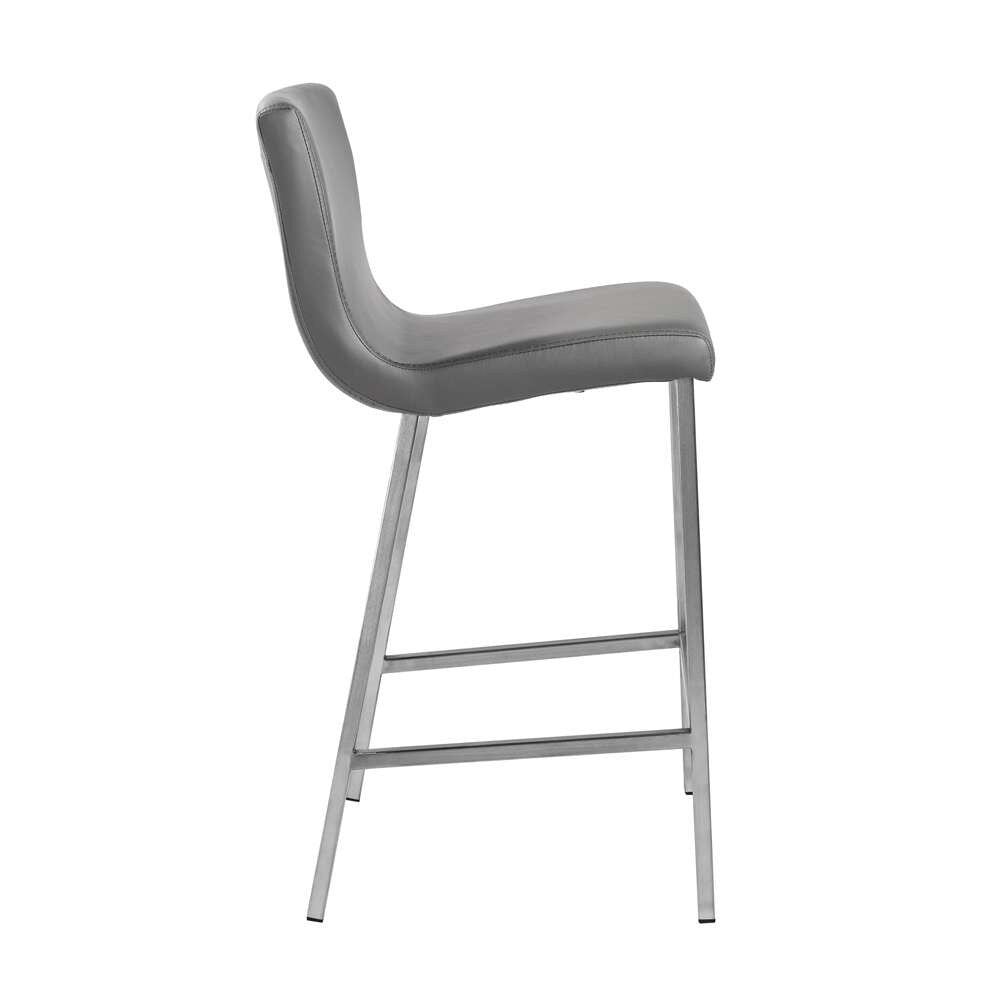 Euro Style - Scott Counter Stool in Gray and Brushed Stainless Steel (Set of 2) - 80955GRY veiw 3