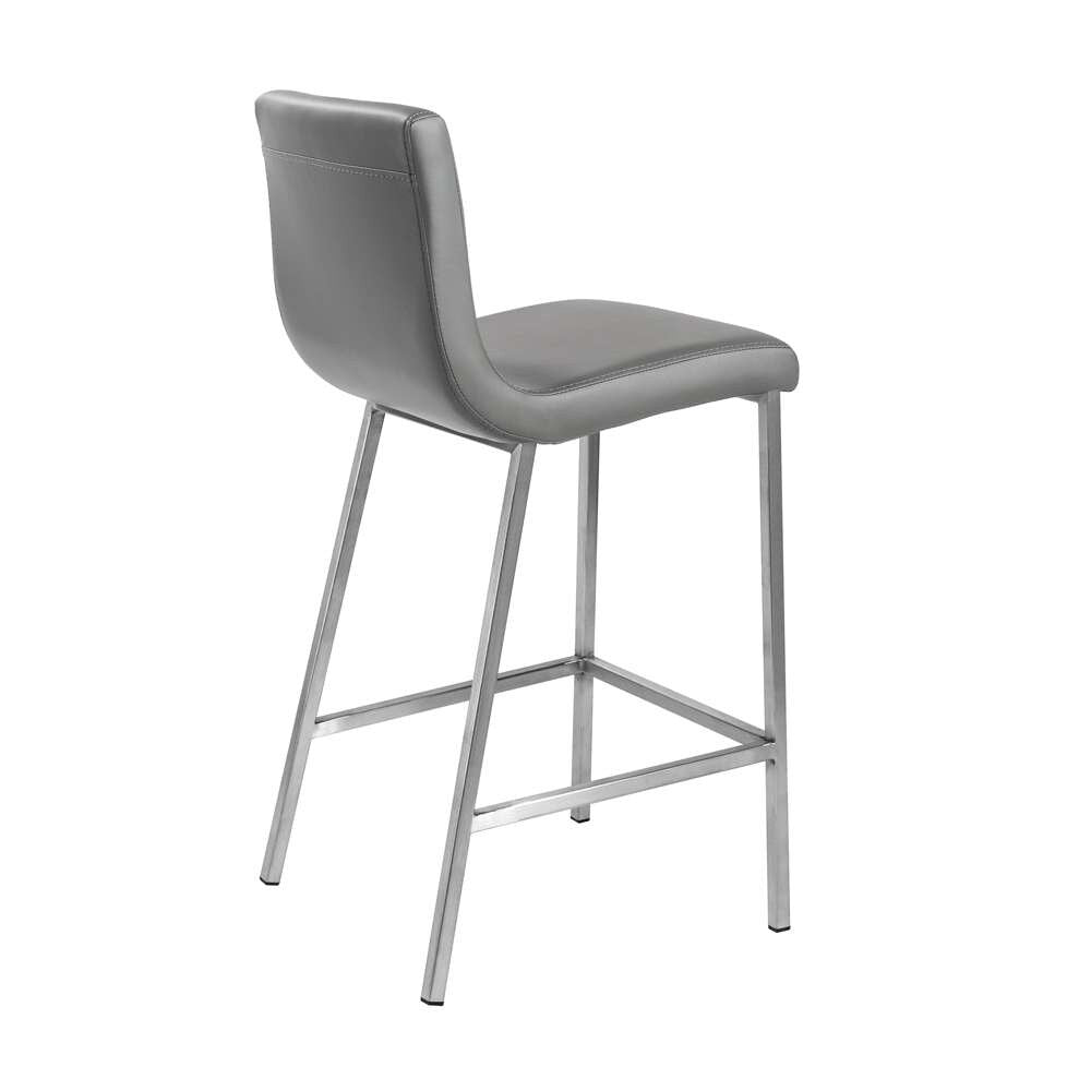 Euro Style - Scott Counter Stool in Gray and Brushed Stainless Steel (Set of 2) - 80955GRY veiw 4