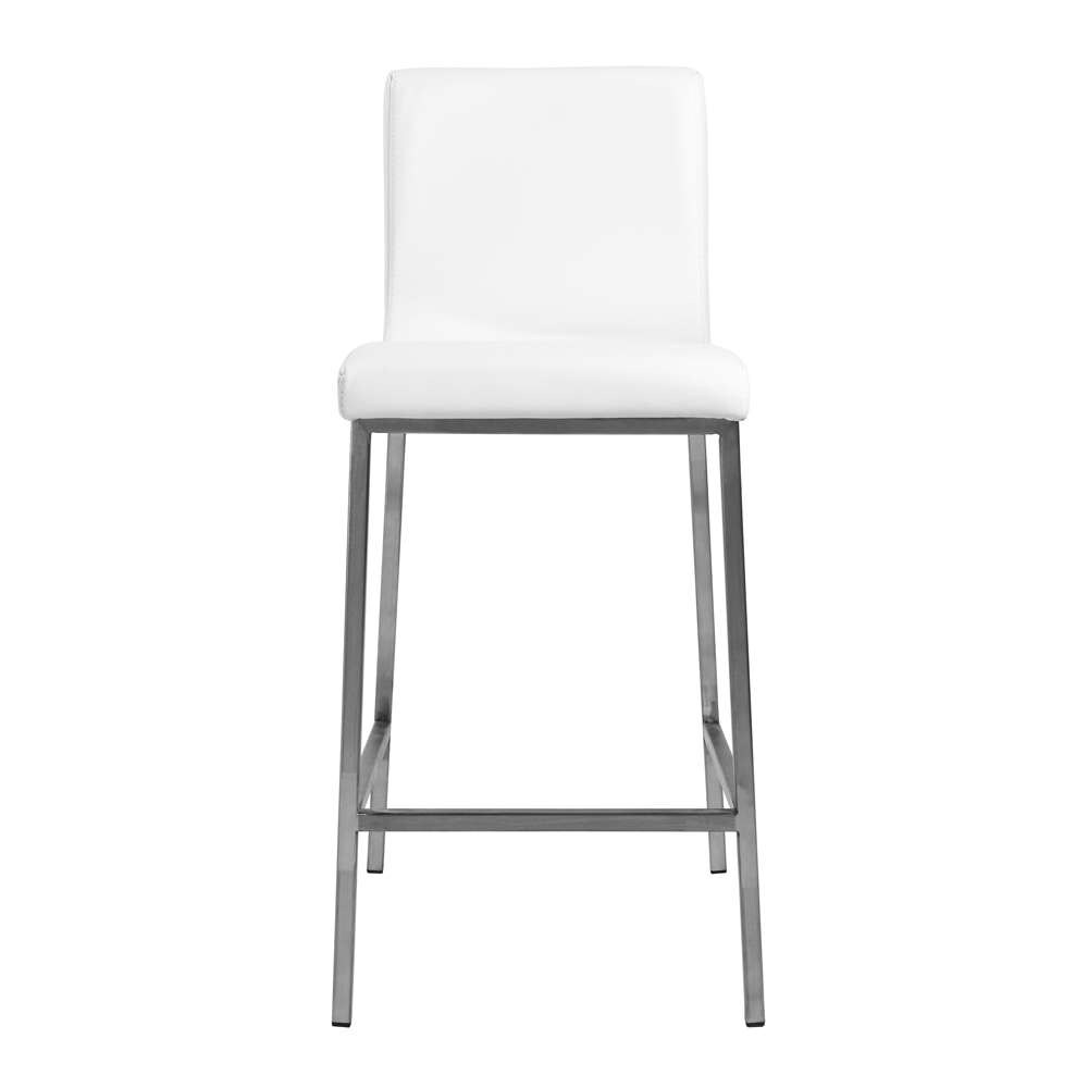 Euro Style - Scott Counter Stool in White and Brushed Stainless Steel (Set of 2) - 80955WHT veiw 1