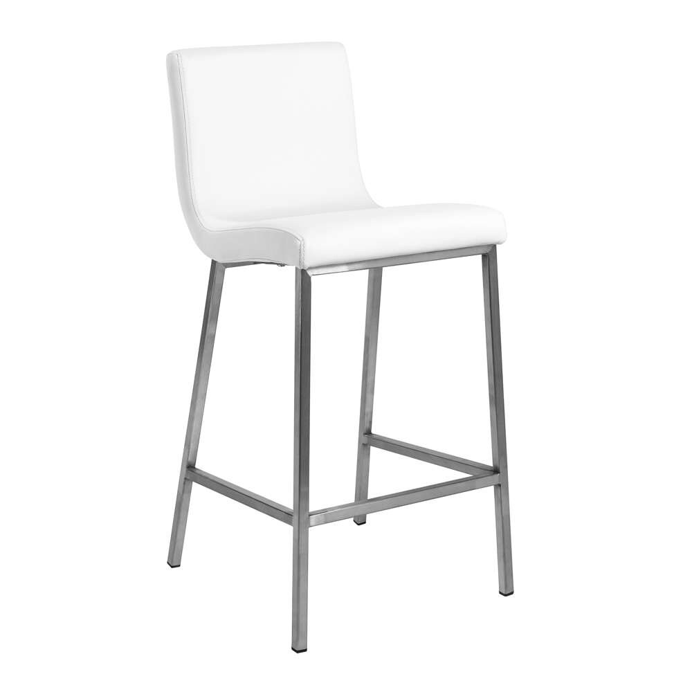 Euro Style - Scott Counter Stool in White and Brushed Stainless Steel (Set of 2) - 80955WHT veiw 2