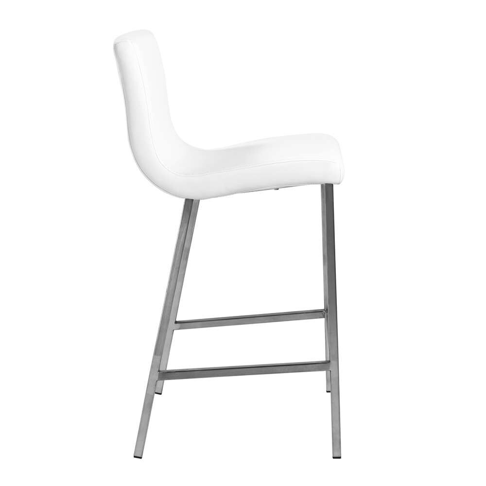 Euro Style - Scott Counter Stool in White and Brushed Stainless Steel (Set of 2) - 80955WHT veiw 3