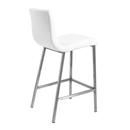 Euro Style - Scott Counter Stool in White and Brushed Stainless Steel (Set of 2) - 80955WHT veiw 4