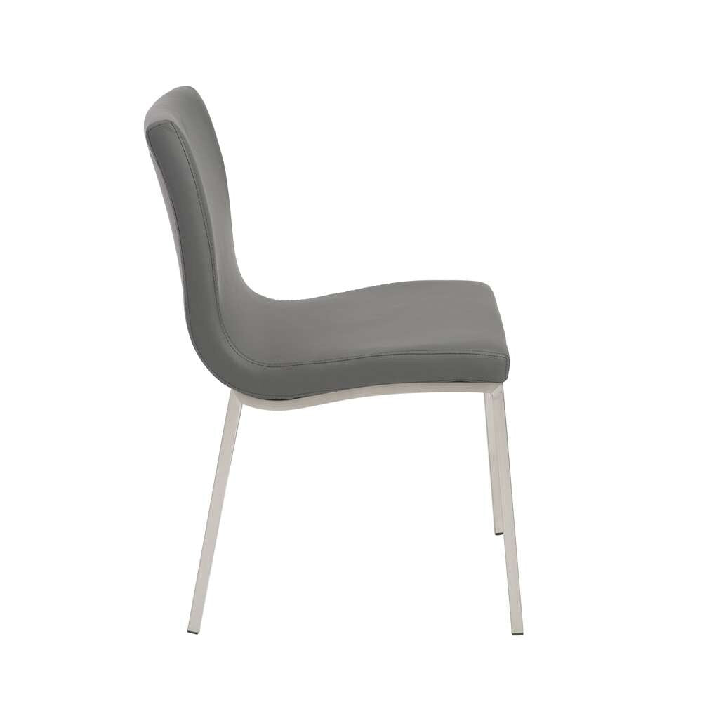 Euro Style - Scott Side Chair in Gray with Brushed Stainless Steel Legs (Set of 2) - 80960GRY veiw 3