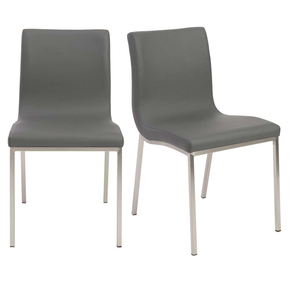 Euro Style - Scott Side Chair in Gray with Brushed Stainless Steel Legs (Set of 2) - 80960GRY veiw 5
