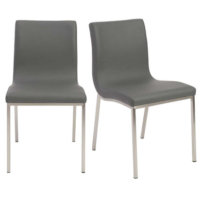 Euro Style - Scott Side Chair in Gray with Brushed Stainless Steel Legs (Set of 2) - 80960GRY veiw 5