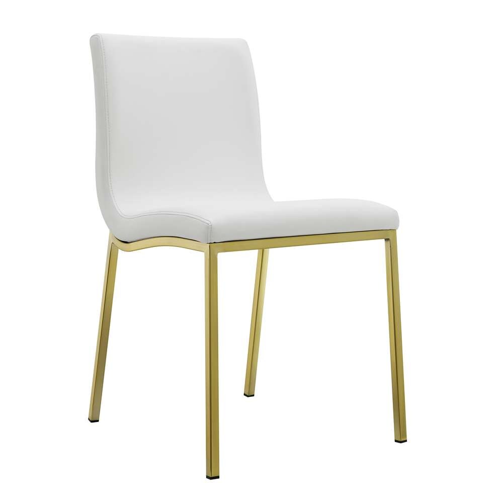 Euro Style - Scott Side Chair in White with Matte Brushed Gold Legs (Set of 2) - 80960WHTMBG veiw 2