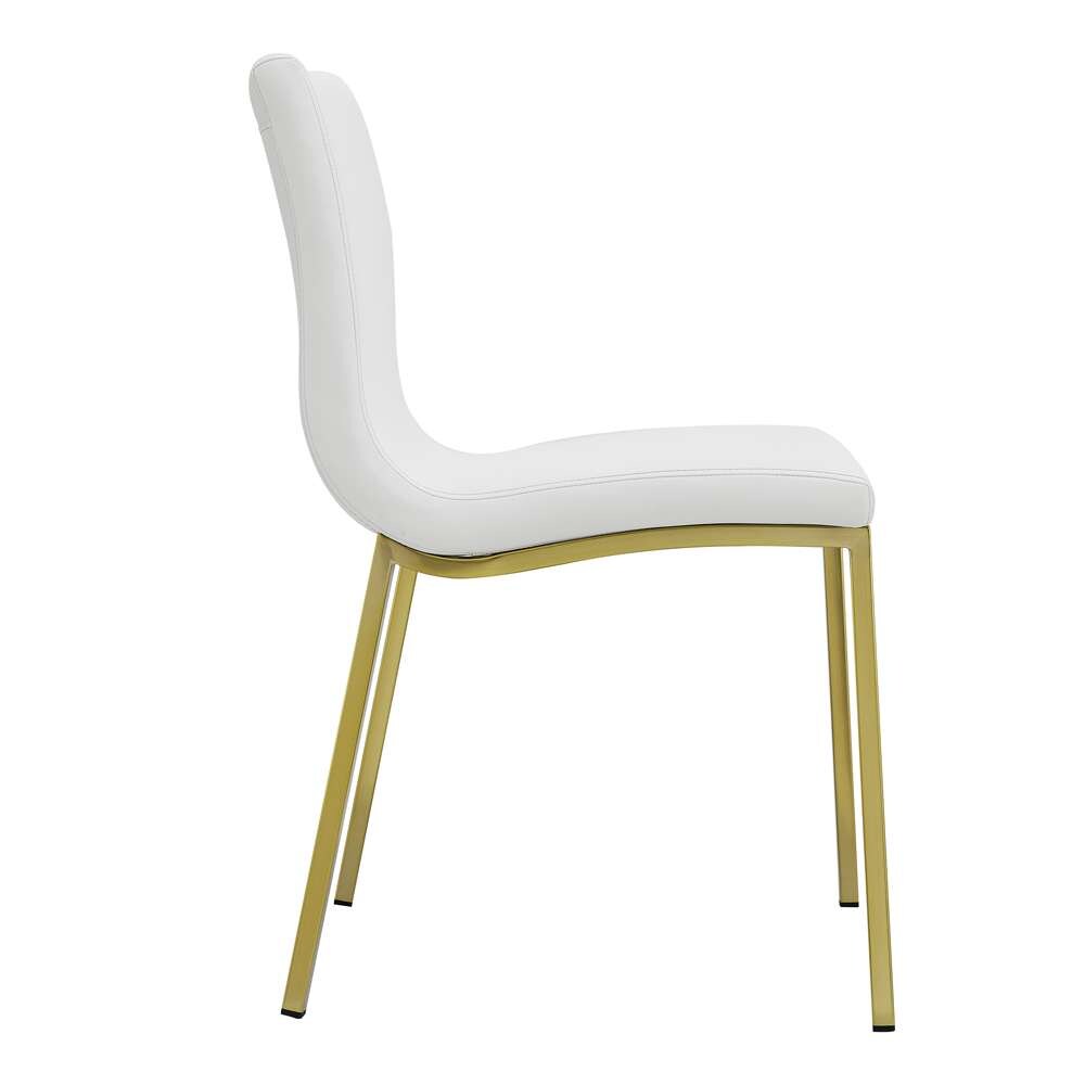 Euro Style - Scott Side Chair in White with Matte Brushed Gold Legs (Set of 2) - 80960WHTMBG veiw 3