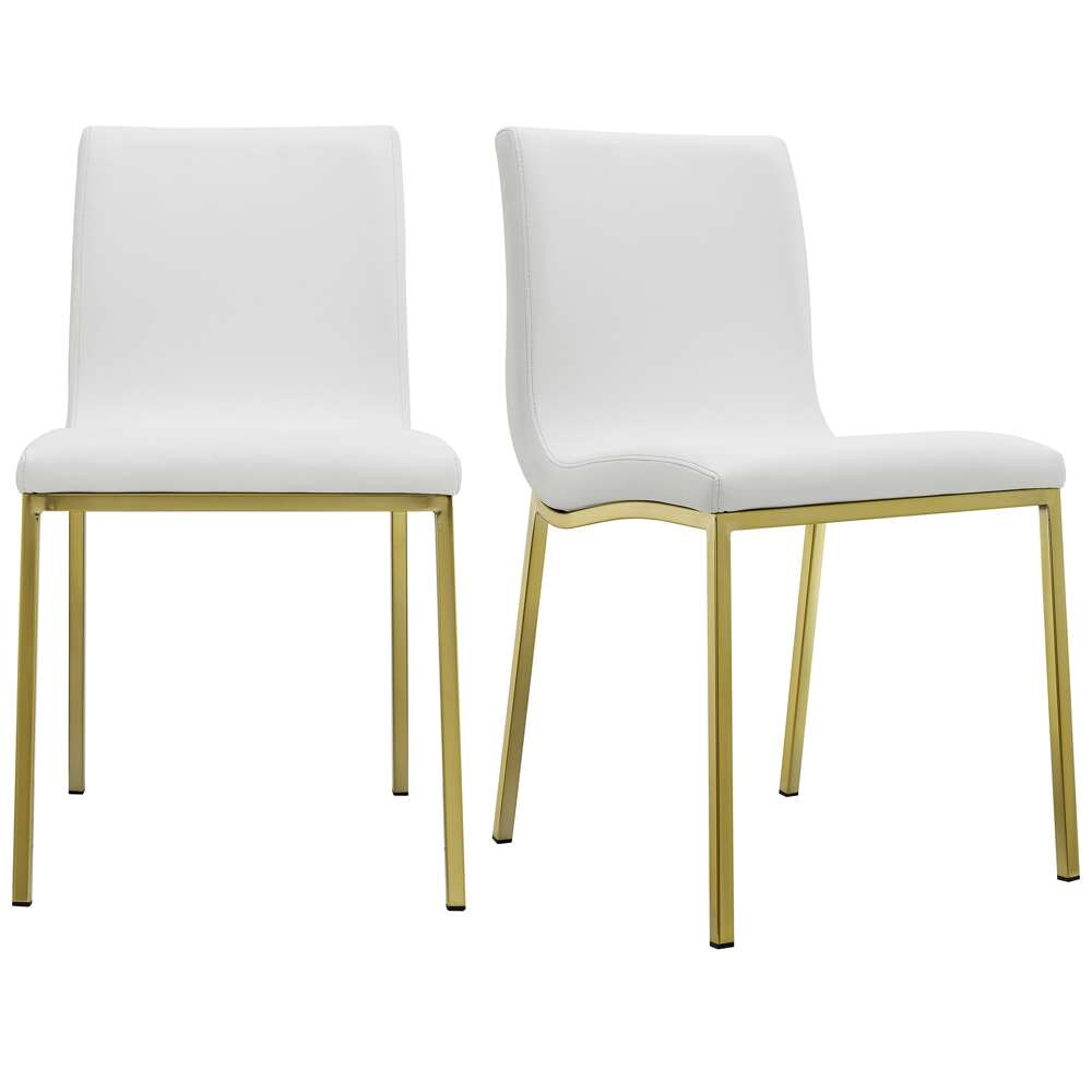 Euro Style - Scott Side Chair in White with Matte Brushed Gold Legs (Set of 2) - 80960WHTMBG veiw 7