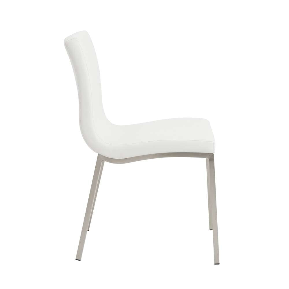 Euro Style - Scott Side Chair in White with Brushed Stainless Steel Legs (Set of 2) - 80960WHT veiw 2