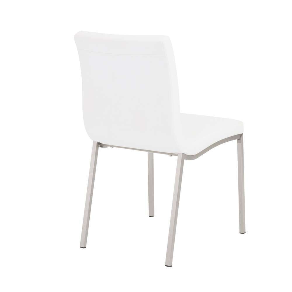 Euro Style - Scott Side Chair in White with Brushed Stainless Steel Legs (Set of 2) - 80960WHT veiw 3