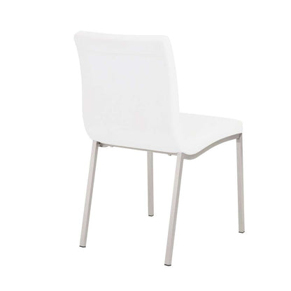 Euro Style - Scott Side Chair in White with Brushed Stainless Steel Legs (Set of 2) - 80960WHT veiw 3