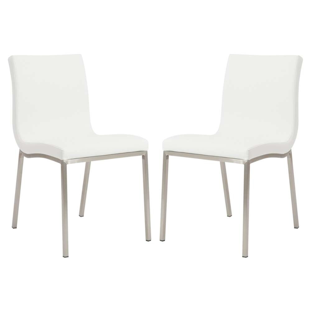 Euro Style - Scott Side Chair in White with Brushed Stainless Steel Legs (Set of 2) - 80960WHT veiw 5