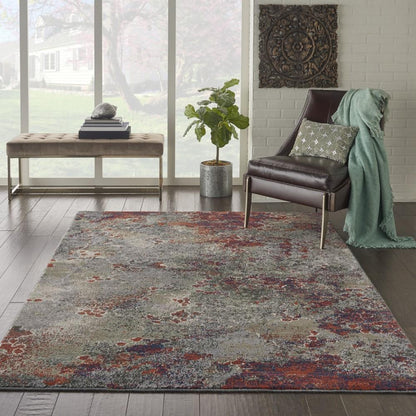Nourison - Artworks ATW02 Grey Multicolor 56in x 8 Abstract Area Rug - ATW02-99446710727 - CLOSEOUT veiw 2