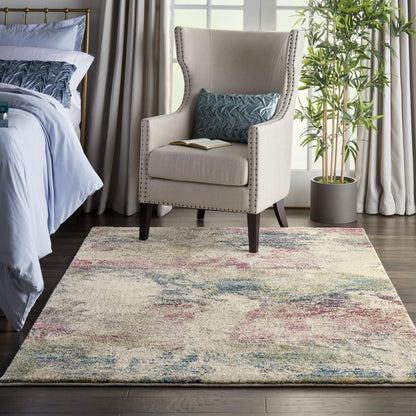 Nourison - Fusion FSS17 White Multicolor 53in x 73in Low-pile Shag Area Rug - FSS17-99446488602 - CLOSEOUT veiw 2