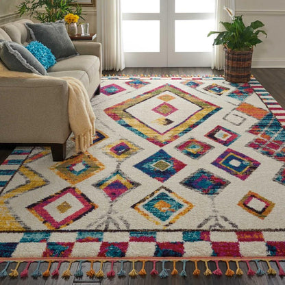 Nourison - Nomad NMD02 White Multicolor 810in x 12 Oversized Rug - NMD02-99446461278_CLOSEOUT veiw 2