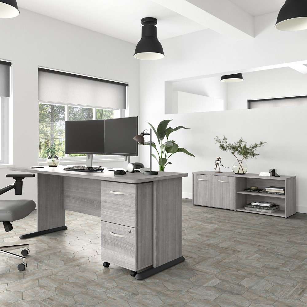 Bush Furniture - Studio A 2 Drawer Mobile File Cabinet in Platinum Gray - Assembled - SDF116PGSU-Z veiw 3