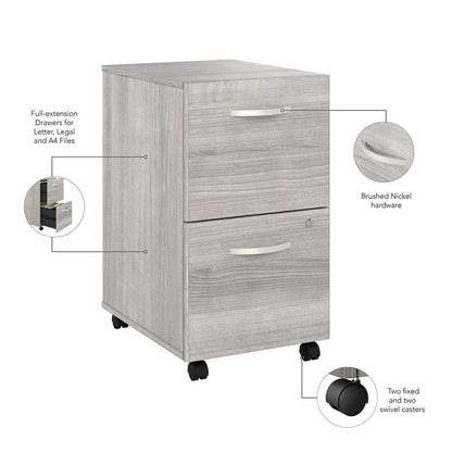 Bush Furniture - Studio A 2 Drawer Mobile File Cabinet in Platinum Gray - Assembled - SDF116PGSU-Z veiw 4