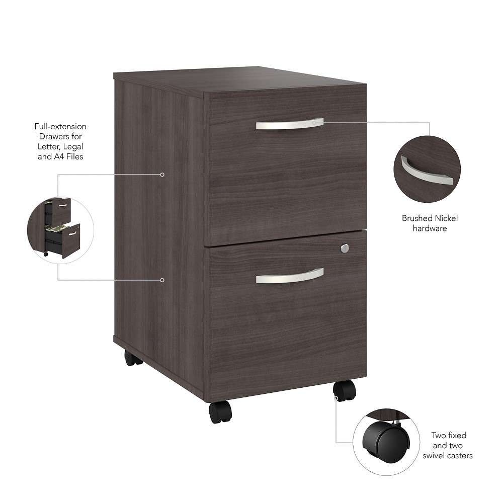 Bush Furniture - Studio A 2 Drawer Mobile File Cabinet in Storm Gray - Assembled - SDF116SGSU-Z veiw 4
