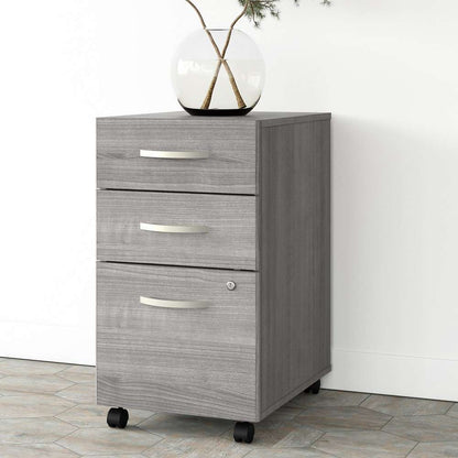 Bush Furniture - Studio A 3 Drawer Mobile File Cabinet in Platinum Gray - Assembled - SDF216PGSU-Z veiw 2