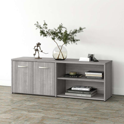 Bush Furniture - Studio A Low Storage Cabinet with Doors and Shelves in Platinum Gray - SDS160PG-Z veiw 2
